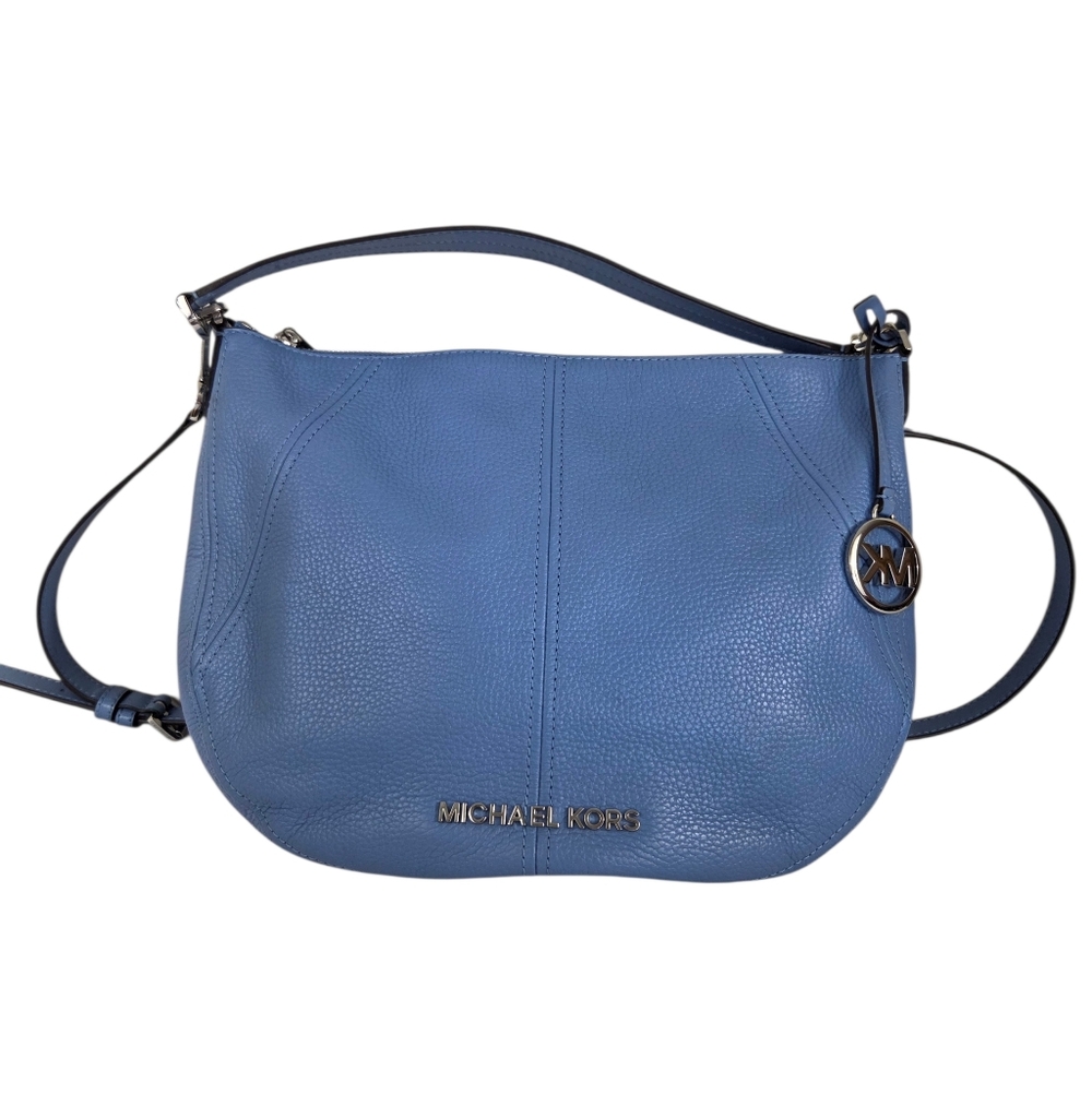 Michael Kors Bedford Medium Convertible Pebbled Leather Shoulder Handbag Lt Blue